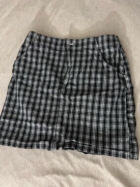 Hollister Black and White Plaid Mini  Skirt